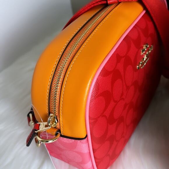 NWT Coach Jamie Camera Bag In Blocked Signature Canvas/Red/ Smooth Leather - Picture 3 of 10